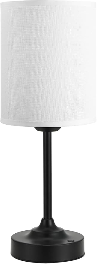 Touch Control Cordlss Table Lamp, USB-C Rechargeable Lamp with Stepless Dimming, 4000mAh Battery Operated Bedside Lamp for Bedroom, Living Room, Night Light & Emergency Lighting, Black, 1 Pack