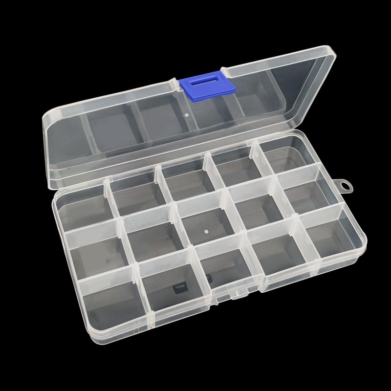 ZUFECY Fishing Tackle Box, Storage Organizer with Adjustable 15 Dividers, Transparent Organizer Tray Organizers and Storage Box for Tackle Bead