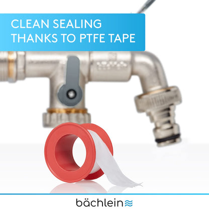 Bächlein Universal Double Outlet Tap for The Garden [Anthracite] incl. 2 Hose Connections - Noble Double Water Tap with 1/2 and 3/4 Inch Connection, Double Ball Outlet Valve