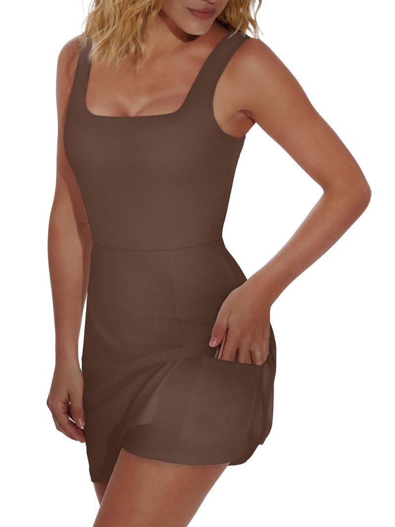 OFEEFAN Womens Athletic Dress Tennis Golf Bodycon Shorts Active Summer Clothes Workout Skort Graduation Spring Outfits Coffee 2XL