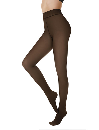 DDOBB Women's Fleece Lined Tights, Thermal Fake Translucent Leggings Women Black Winter Pantyhose Stockings Thick leg Warmers