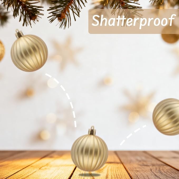 50ct Christmas Balls Ornaments for Xmas Tree, White and Gold Shatterproof Christmas Tree Decorations Hanging Ball for Holiday Party Decor(1.57"-2.36")