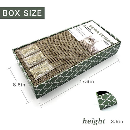 Cat Scratcher Cardboard Scratching Pads Scratch Lounge Bed with Catnip 3PCS Reversible Corrugated Cardboard with Scratch Box
