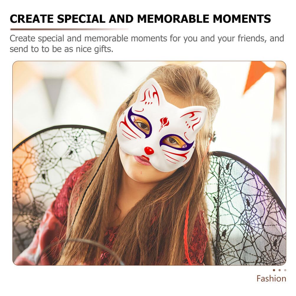 IMIKEYA Cat Mask 6pcs White Paper Fox Masks Blank Unpainted Wolf Animal Half Faces DIY Paint Masquerade Costume Prop for Carnival Cosplay Dance Party Favors