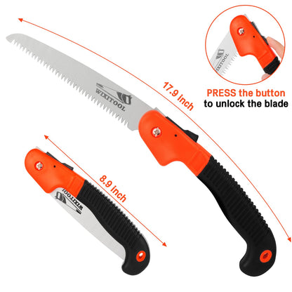 Folding Pruning Saw, Hand Held Design Jab Saw for Trimming Gardening Camping Hiking PVC Bone Cutting Wood, Portable Survival Foldable Saw with Rugged Blade(7") Ergonomic Non-Slip Handle Security Lock