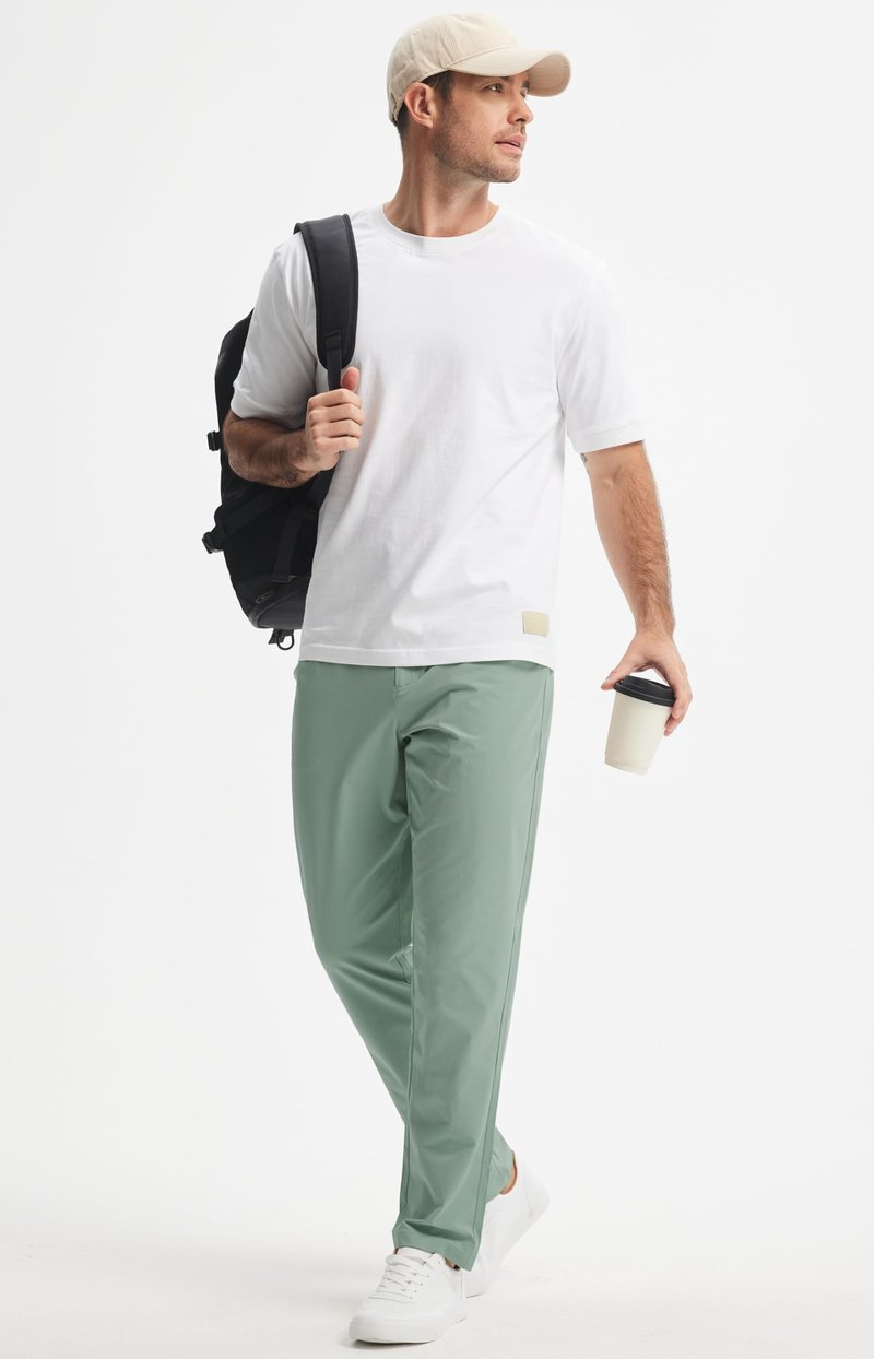 Libin Mens Golf Pants Stretch Work Dress Pants 32" Quick Dry Lightweight Business Casual Slacks for Men Travel Vocation Water Resistant, Sage Green, 35W x 32L