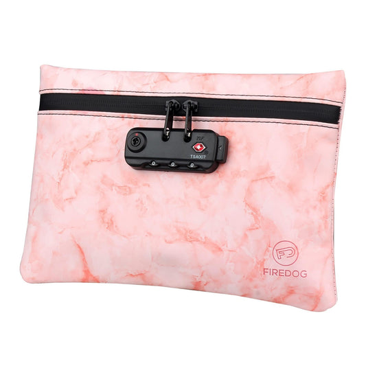 FIREDOG Smell Proof Bag with Lock, 6x9 Odor Proof Pouch Case Container for Travel Stash Storage (Marble Red)