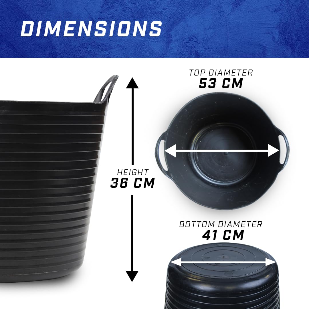 Faithfull Flex Tub – Multi-Purpose & Durable Flexible Bucket for Garden, DIY, Building & Farming - 60L (13gl), Black