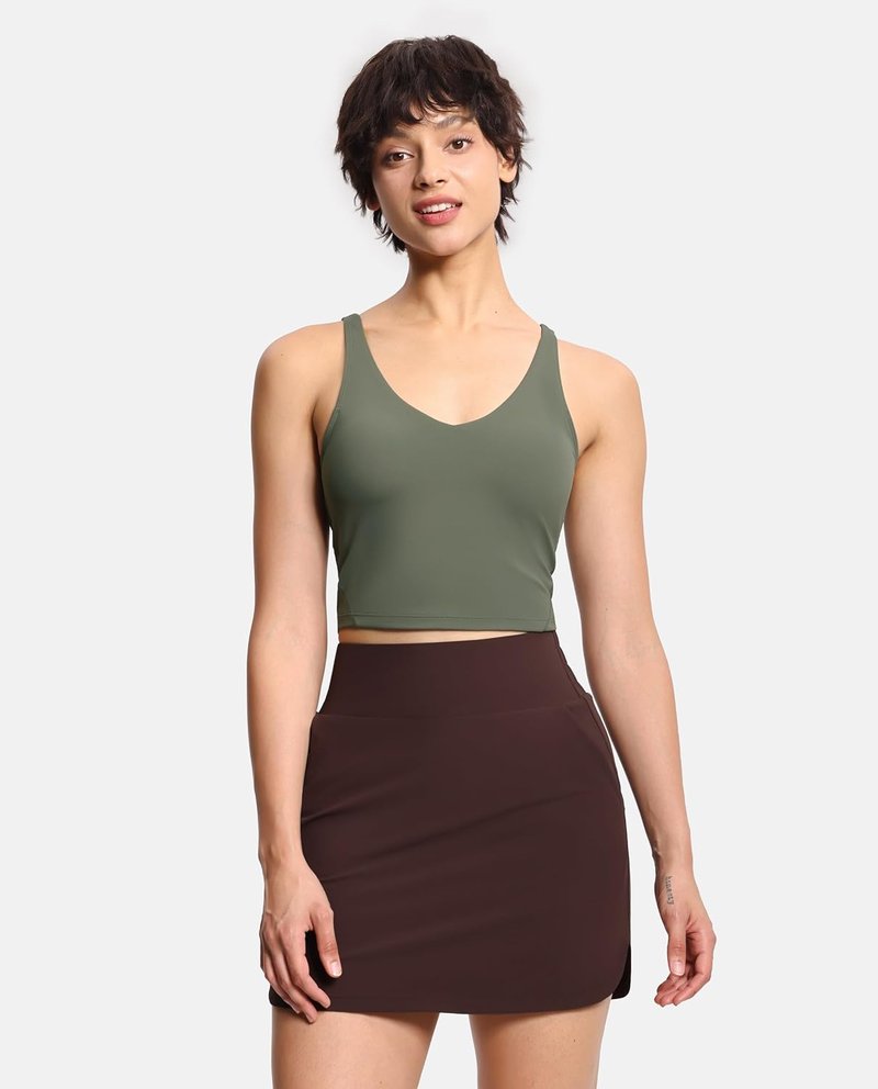 Womens' Longline Wirefree Padded Sports Bra - Medium Support for Active Lifestyle