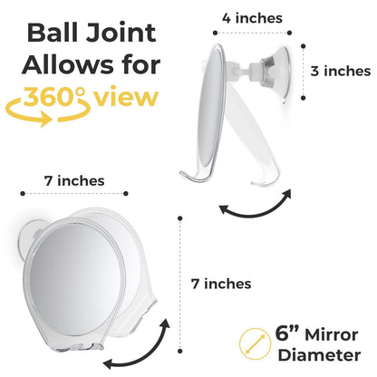 HONEYBULL Shaving Mirror – Fogless Shower Mirror with Suction & Swivel for Bathroom, Travel Friendly, No Fog, Easy to Install, Perfect for Men’s Grooming & Skincare (White)