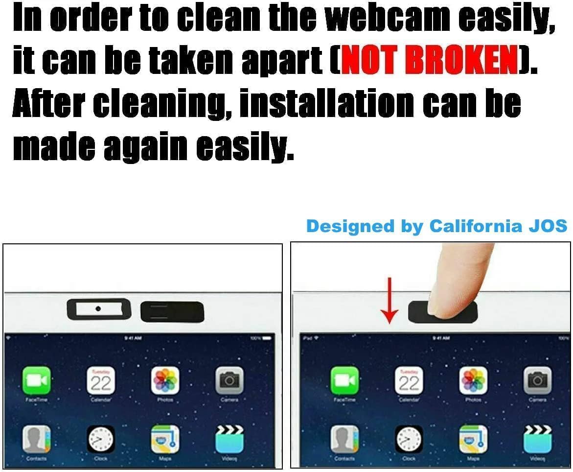 California JOS Webcam Cover, 0.03 inch Ultra Thin Laptop Camera Cover Slide for iPhone iPad MacBook Pro Computer iMac Cell Phone PC Accessories Camera Blocker Slider, Great for Privacy
