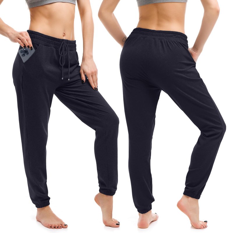 Walifrey Womens Joggers with Pockets, Drawstring Sweatpants Women for Lounging Jogging Gym and Workout Navy,1 Pack Navy M