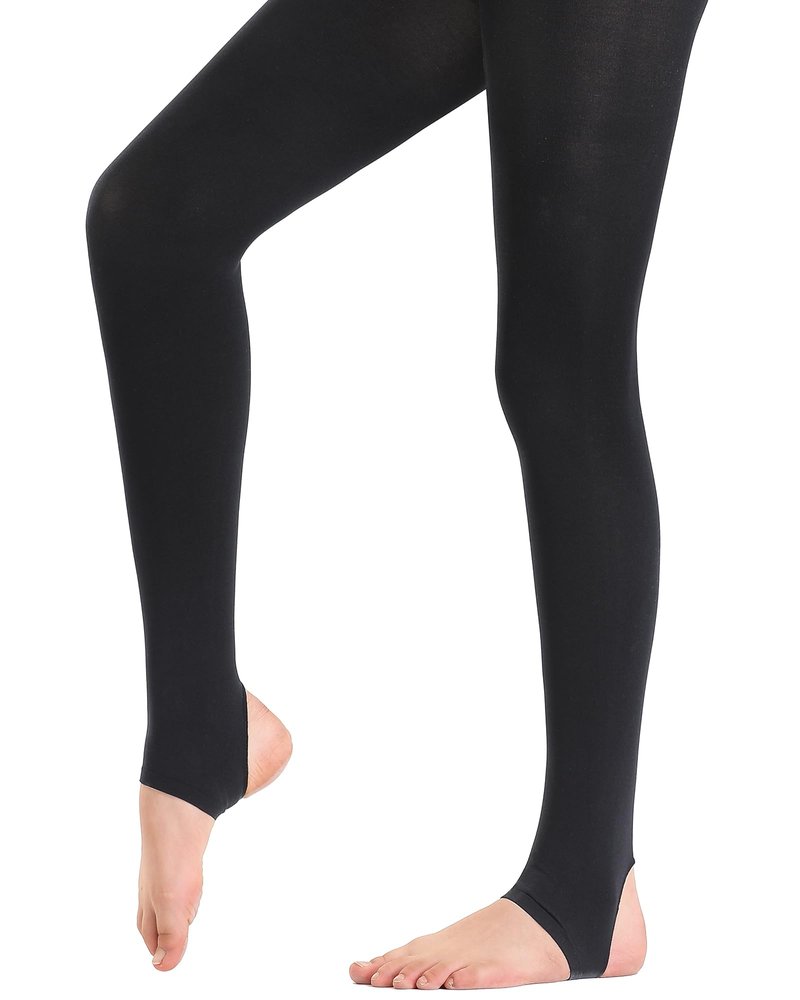 Stelle Girls Women Stirrup Tights Ultra Soft Dance Tights for Ballet, Gymnastics, School (Little Kid/Big Kid/Women)（Black，10-15Years）