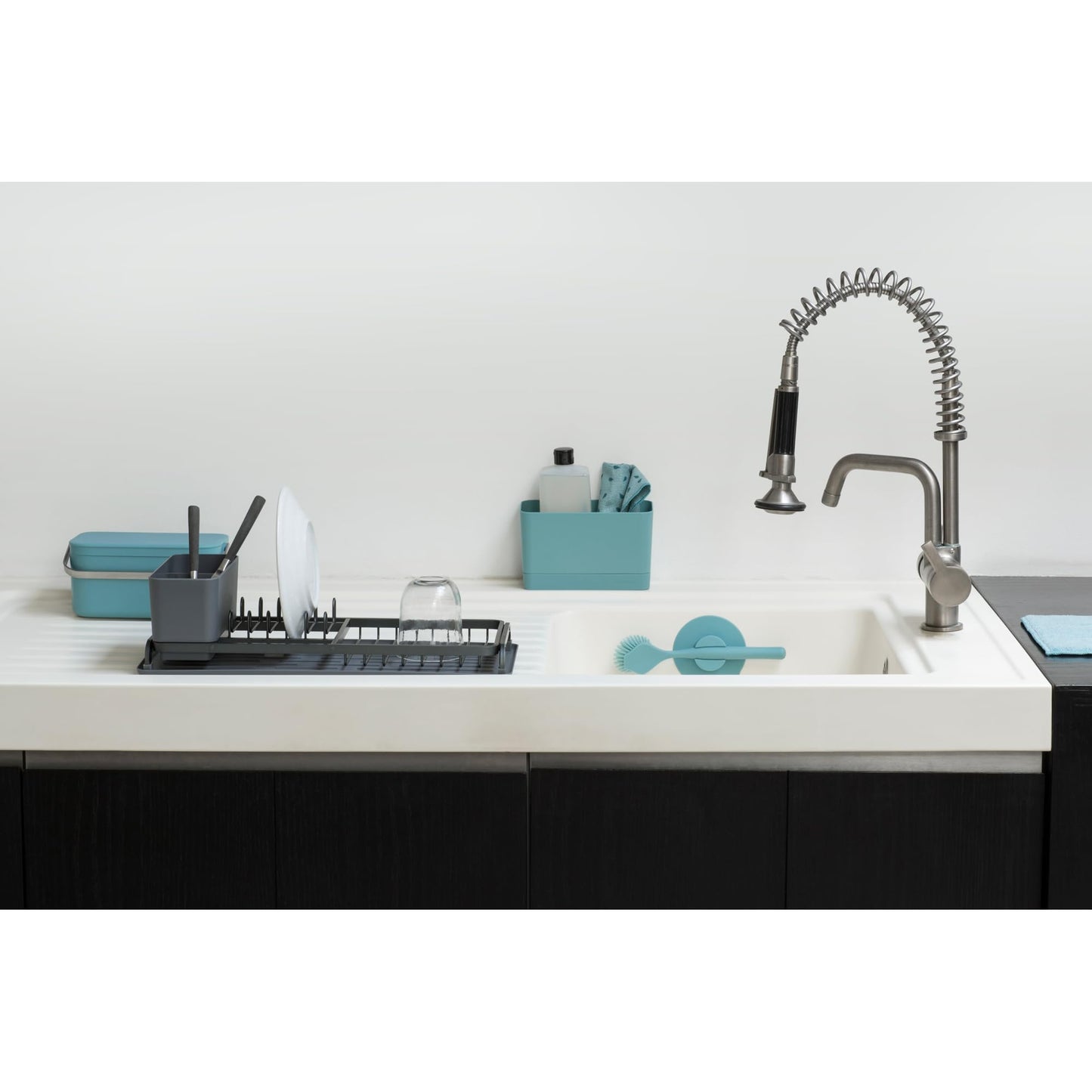 Brabantia Dish Drying Rack with Draining Tray, Large, Dark Grey