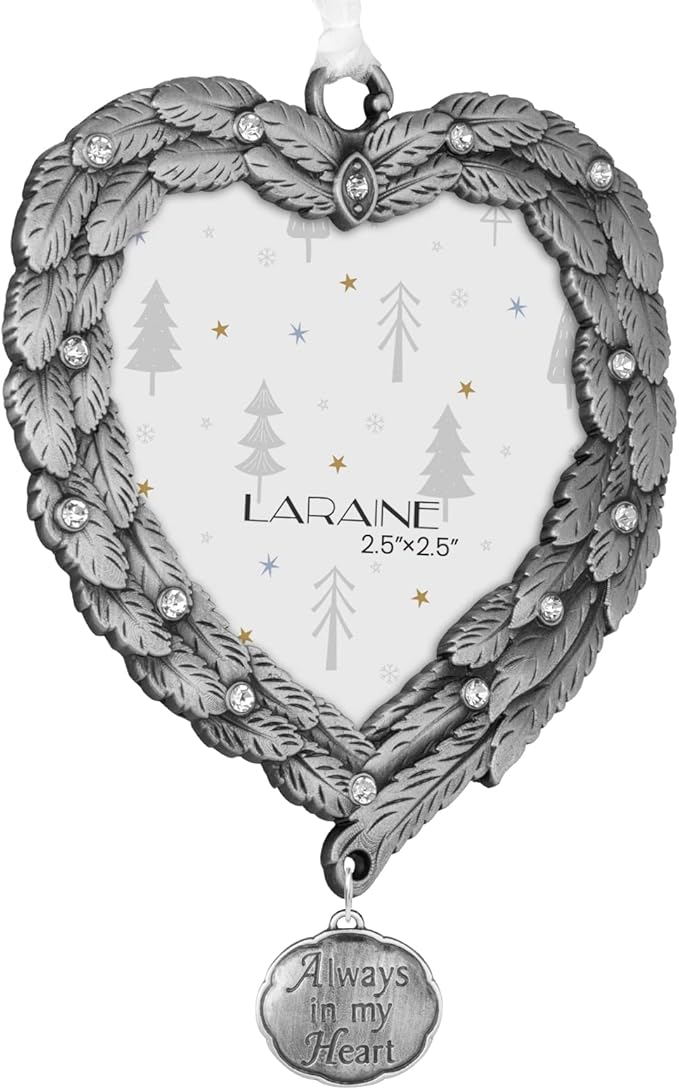 Laraine Christmas Tree Ornaments – Decorative Hanging 2024 Holiday Keepsake Gift Feather Pendant with 2.5” Photo Frame Insert for Picture of Pet (Always in My Heart)