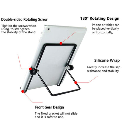 VOVIGGOL Adjustable Tablet Stand Holder, Non-Slip Foldable Holder Cradle Fit for 9-12.9" Tablets, iPad, Samsung and Kindle Fire, Display Stands Picture Frame Stand for Photos (Large Black)