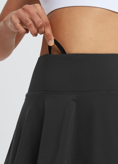 baleaf Women's Pleated Tennis Skirts Athletic Golf Skorts for Women with Pockets Shorts High Waisted Workout Layered Ruffle Black M