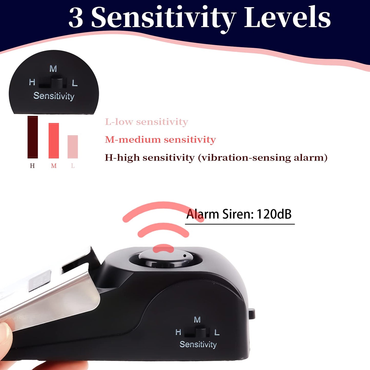 Door Stop Alarm, Door Stopper with 120DB Security Alarm, Floor Wedge Doorstop for Travel Apartment Home House (Pack of 1)