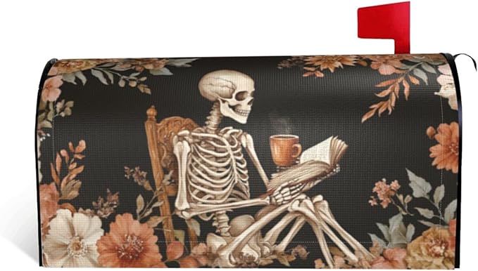 DADABULIU Mailbox Covers Skull Flower Book Boho Magnetic Letter Post Box Cover Standard Size 21 x 18 Inch Garden Yard Home Decorative