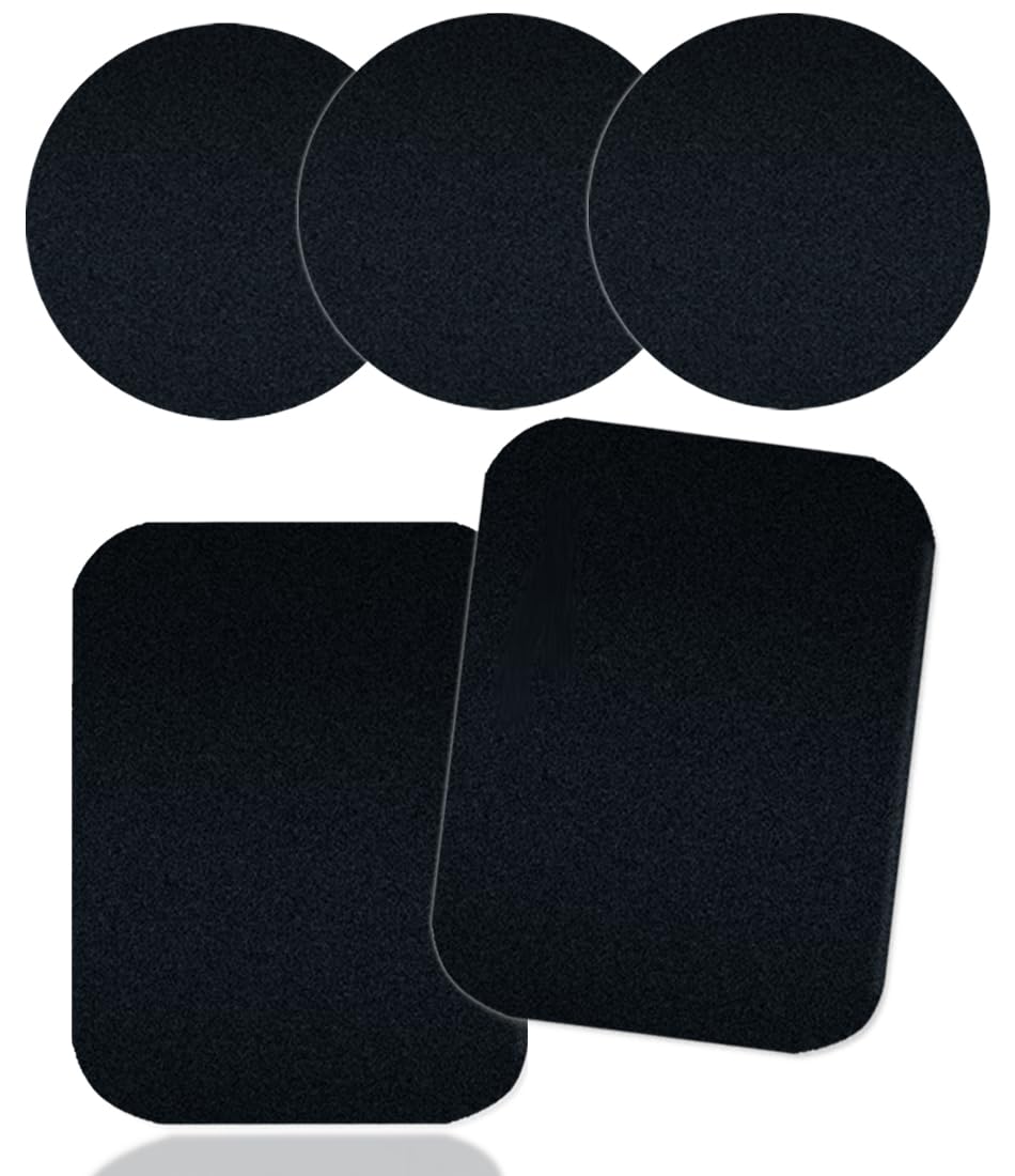 5 Pcs Adhesive Thin Metal Plates for Magnetic Mounts, Metal Plates for Phone Case,Metal Plates Disc for Iphone Phone Magnet/Car Cell Phone Automobile Magnet Cradles, 2 Rectangle & 3 Round, Black