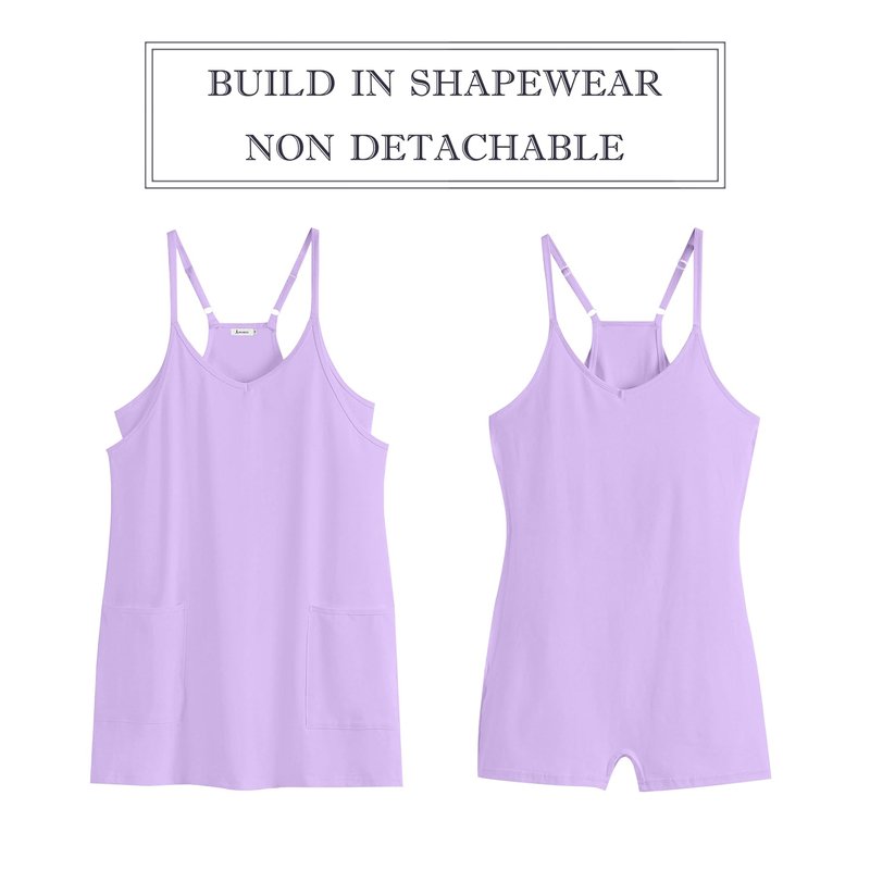 ANRABESS Women Athletic Dress Summer Tennis Workout Active Sports Mini Romper Dress Built in Shorts Travel Vacation Clothes Purple X-Large