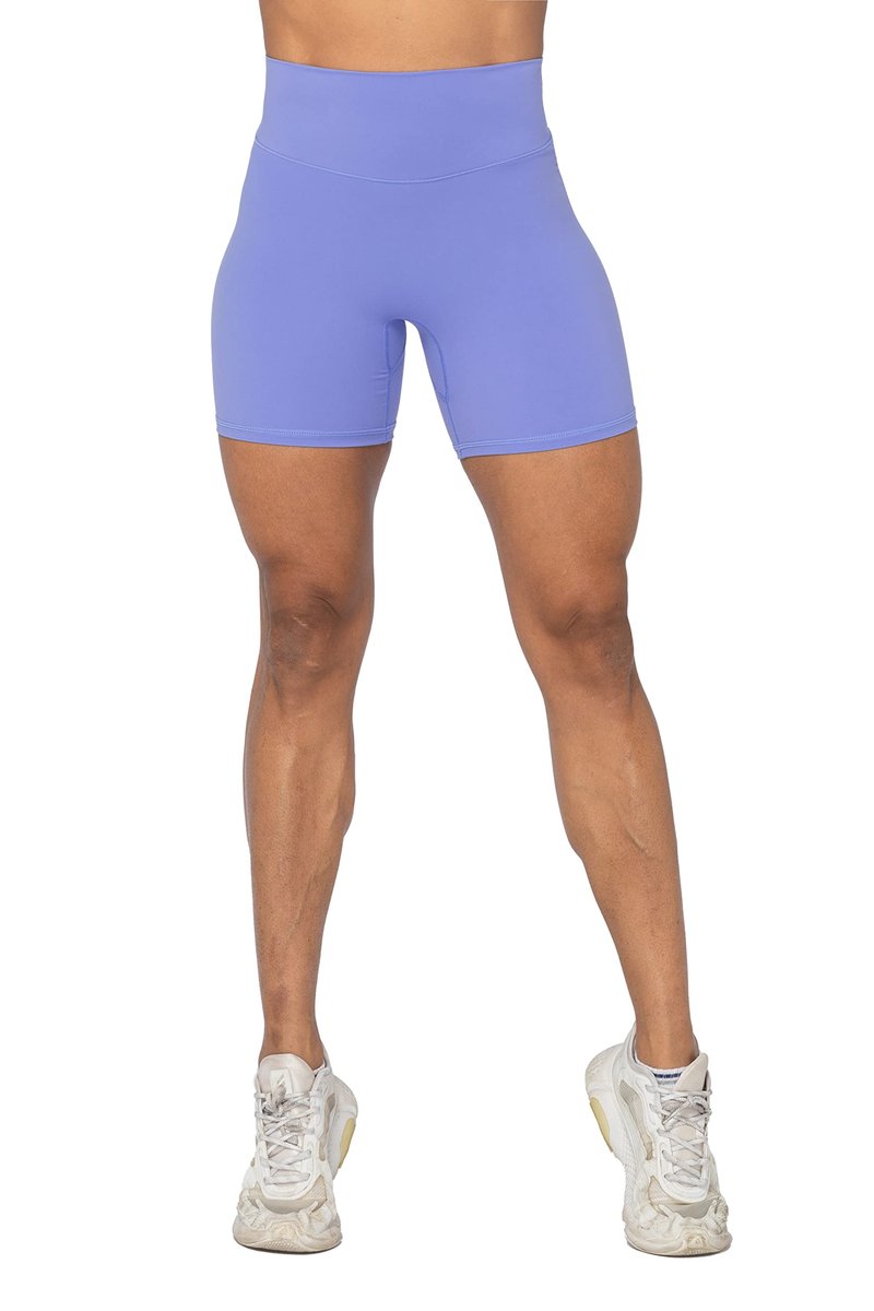 Sunzel 5" High Waist Biker Shorts for Women No Front Seam Soft Yoga Workout Gym Bike Shorts Tummy Control Squat Proof Purple