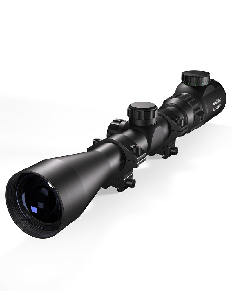 HT 3x9-40 Pellet Gun Scope, Hunting Rifle Scope with Dovetail Rings, Red/Green Illuminated Reticle, 1-Inch Tube, Second Focal Plane Rifle Optics