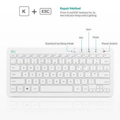 Wireless Keyboard and Mouse Set, Keyboard and Mouse with Ultra-slim Size UK Layout Compatible with PC, Laptop, Computer, Windows for Office Home Work-White