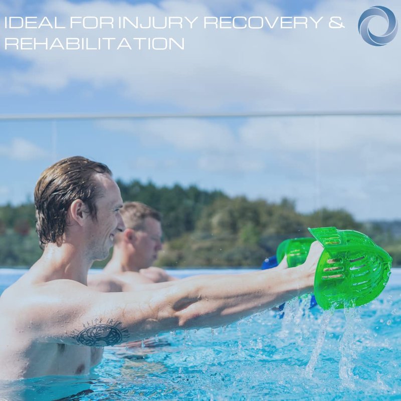 AquaLogix Low Resistance Aquatic Bell Set - Green | Aquatic Dumbbells | Quick Start Guide | Water Weights | Therapy, Cardio & Muscle Toning | Durable Polycarbonate | Pair (LRPCBELL)