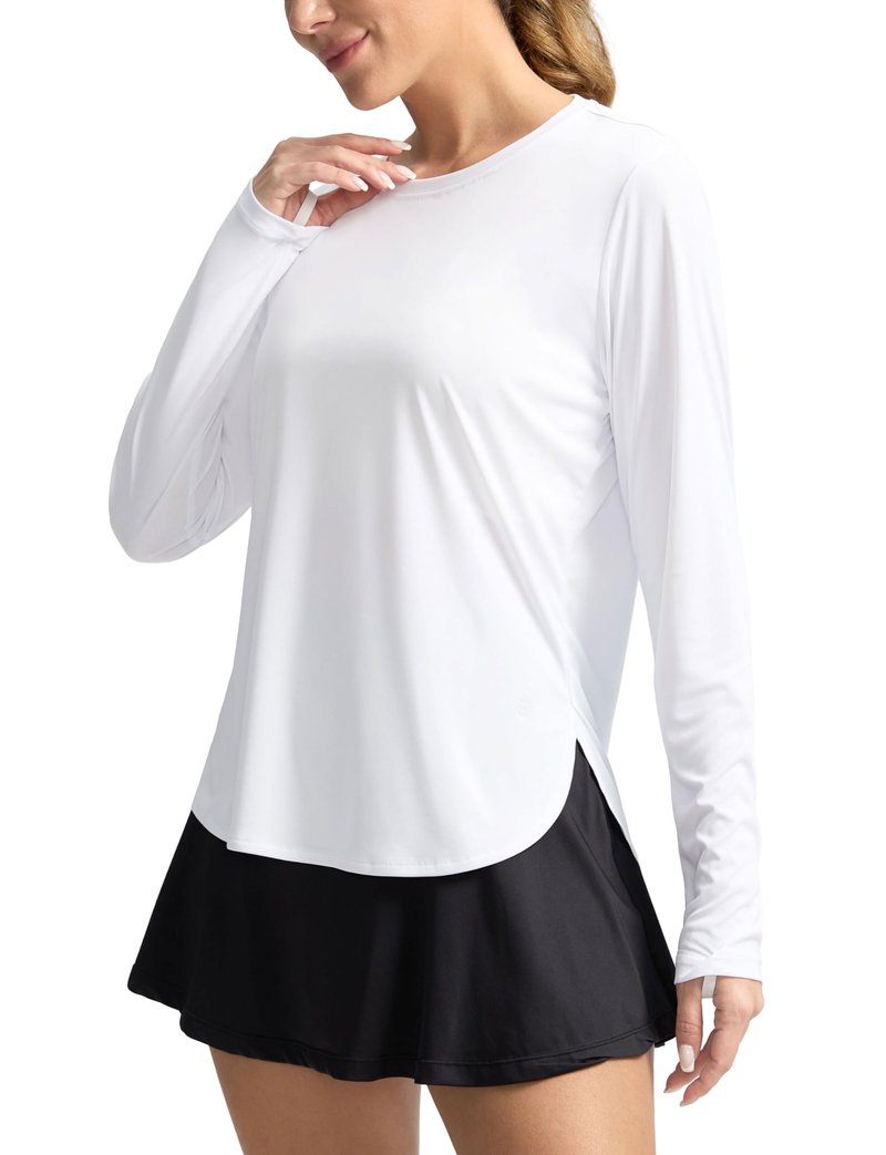 Women's Sun Shirts UPF 50+ Long Sleeve UV Protection Shirt Lightweight Quick Dry Workout Hiking Tops for Women(White,XXL)