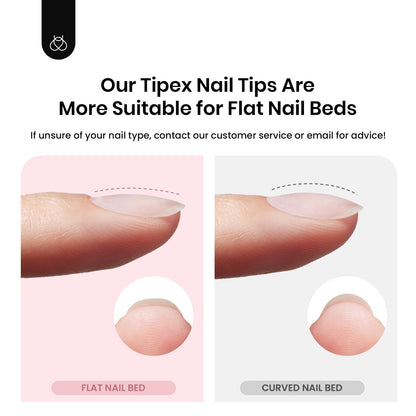 Beetles Tipex Instant Apex Nail Tips Kit, Coffin Long 224Pcs 16 Sizes Pre-Building & Pre-Etched Thicker Acrylic Nails False Nail Extension with Tipex Nail Glue Mini Nail Lamp