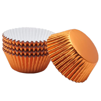 Mombake Standard Orange Foil Cupcake Liners Muffin Baking Cups for Party and More, 100-Count