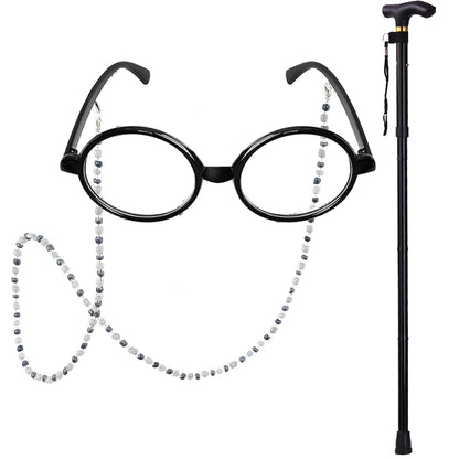 EBYTOP 100 Days of School Costume for Kids 100th Day Halloween Old Lady Costume Dress up Granny Wig Grandma Glasses Cane,1-WH 10-12 Years