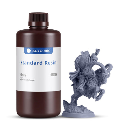 ANYCUBIC 3D Printer Resin 1KG, Standard 405nm UV Fast Curing Photopolymer Resin with High Precision and Low Shrinkage for 8K/14K LCD Resin 3D Printer, Grey