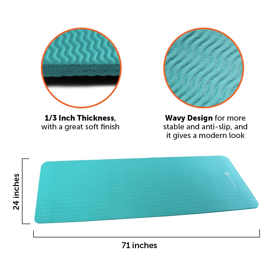 GYMENIST Thick Exercise Yoga Floor Mat Nbr 24 X 71 Inches, Great for Camping Cardio Workout Pilates Gymnastics