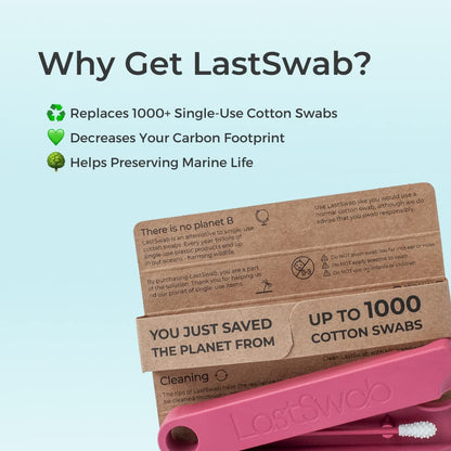 LastSwab® Reusable Buds Swabs for Ear Cleaning - The Sustainable and Sanitary Alternative to Single-Use Q Tips - Zero Waste and Easy to Clean - Comes with a Convenient Travel Case Holder