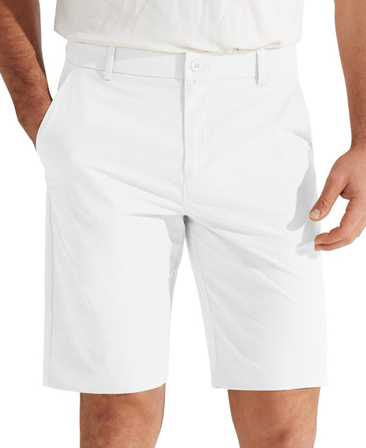 Libin Men's Golf Shorts 9" Work Dress Shorts Casual Flat Front Hybrid Short Lightweight Quick Dry Water Resistant, White, Size 32