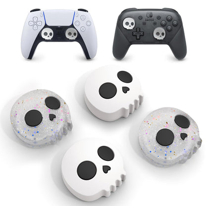 JINGDU Halloween Thumb Grip Caps for PS5/PS4, Switch Pro, Xbox Series X/S - Silicone Joystick Caps Cover, Game Controller Accessories, 4PCS Skull