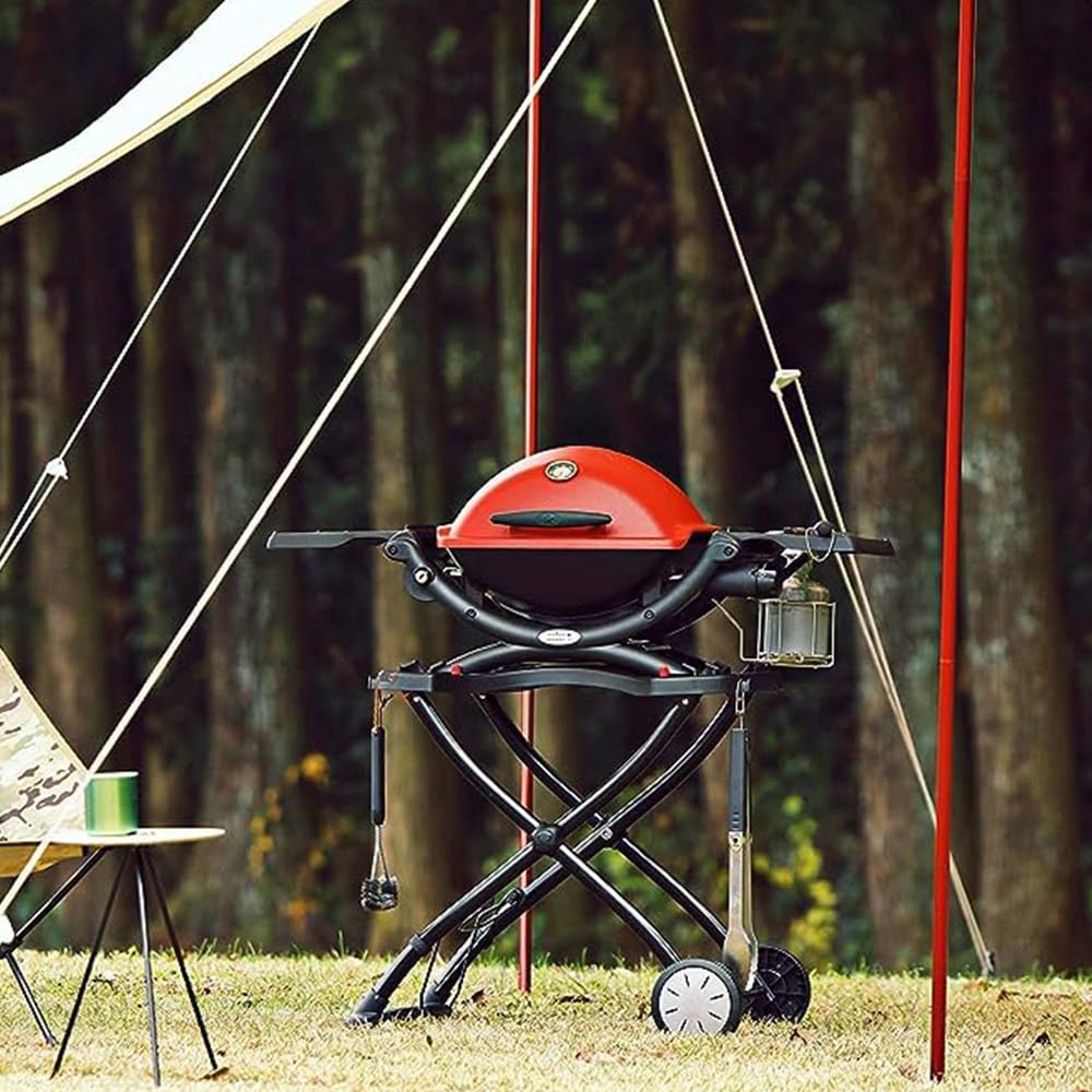 Weber Portable Cart/For Q Series Gas Barbecues, Foldable Design with Wheels, Built-In Wire Transport Handle, 16.5 x 75.5 x 71.5 cm (Collapsed), 63.5 x 53.5 x 71.5 cm (Raised)