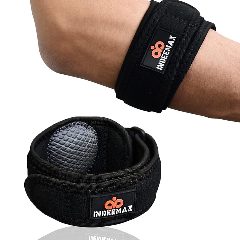 INDEEMAX Elbow Brace for Tendonitis and Tennis Elbow for Women Men, 2 Pack Golfers Elbow Brace Counterforce Band with Compression Pad, Effective Tendon Pain Relief, Black