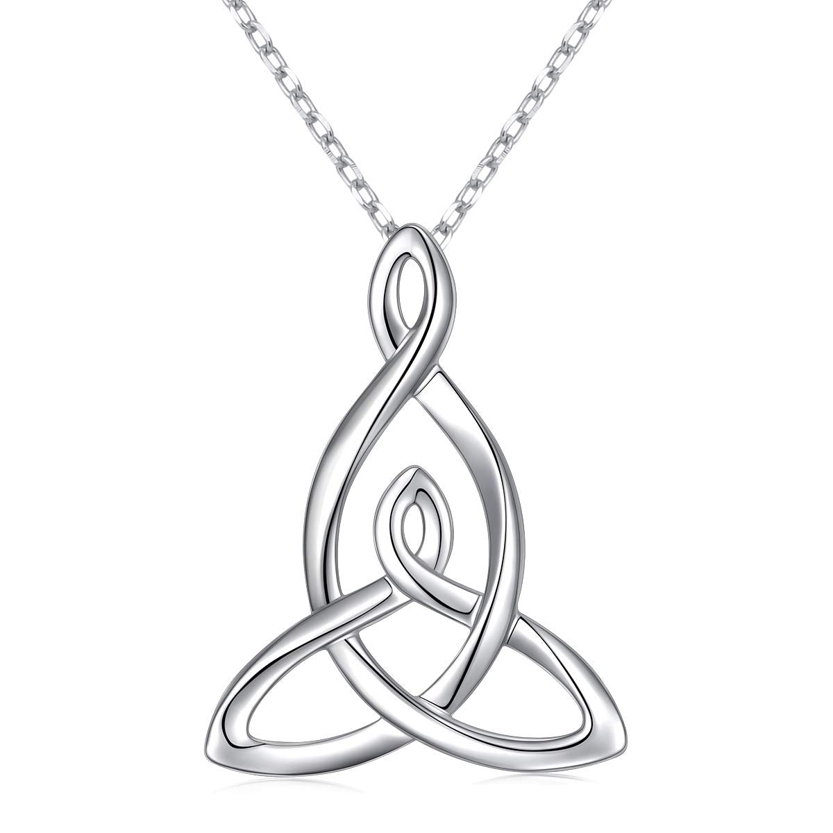 FLYOW 925 Sterling Silver Jewelry Mom Knot Mother Daughter Celtic Knot Pendant Necklace for Women Birthday Valentine's Day Mother's Day Gift, 16 Inch + 2 Inch