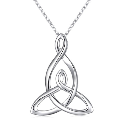 FLYOW 925 Sterling Silver Jewelry Mom Knot Mother Daughter Celtic Knot Pendant Necklace for Women Birthday Valentine's Day Mother's Day Gift, 16 Inch + 2 Inch