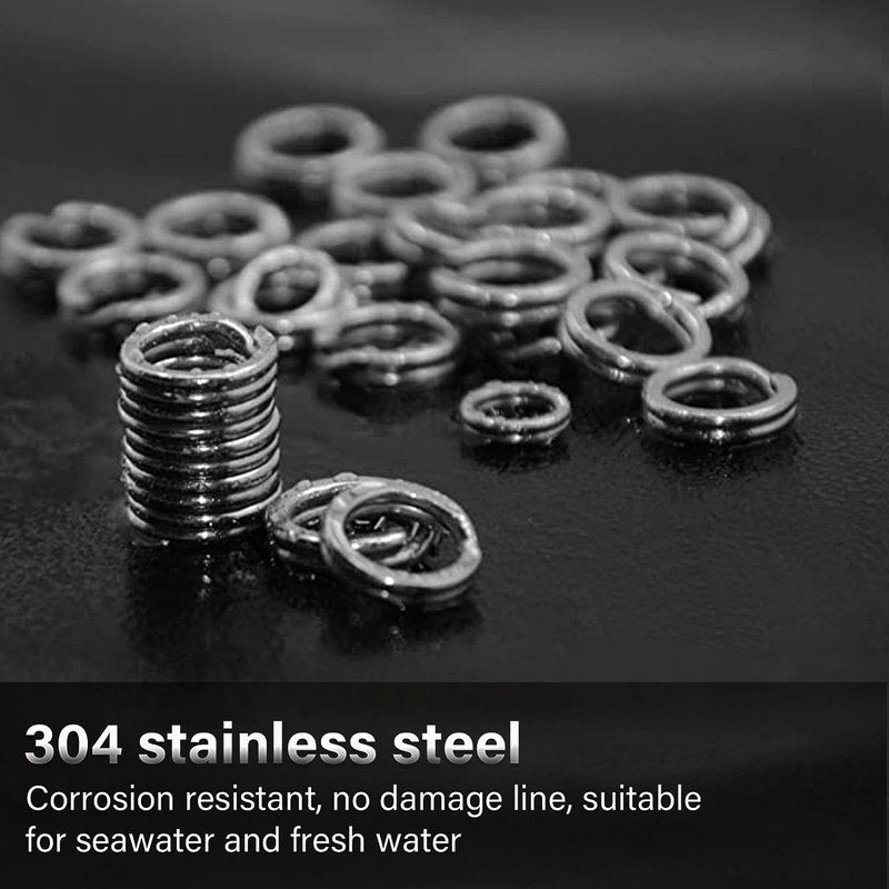 Fishing Stainless Steel Split Rings Set - 201pcs with 5 Sizes & Durable Plier Tool Kit