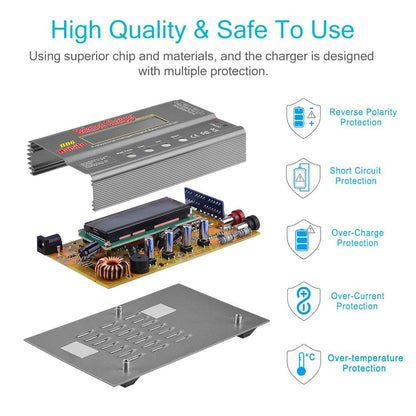 Haisito Lipo Charger, 80W 6A Balance Charger for LiPo Li-ion LiFe NiCd NiMh Pb, Multi-functional Intelligent Charger, RC Hobby Battery Balance Charger LED W/AC Power Adapter