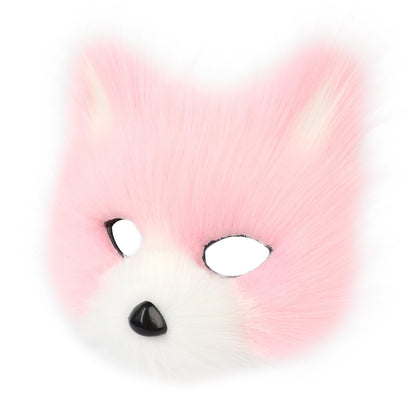 hbbhml Animal Fox Wolf Mask Halloween Party Cosplay Costumes Props Plush Cat Half Face Masks Carnival Christmas Masquerade