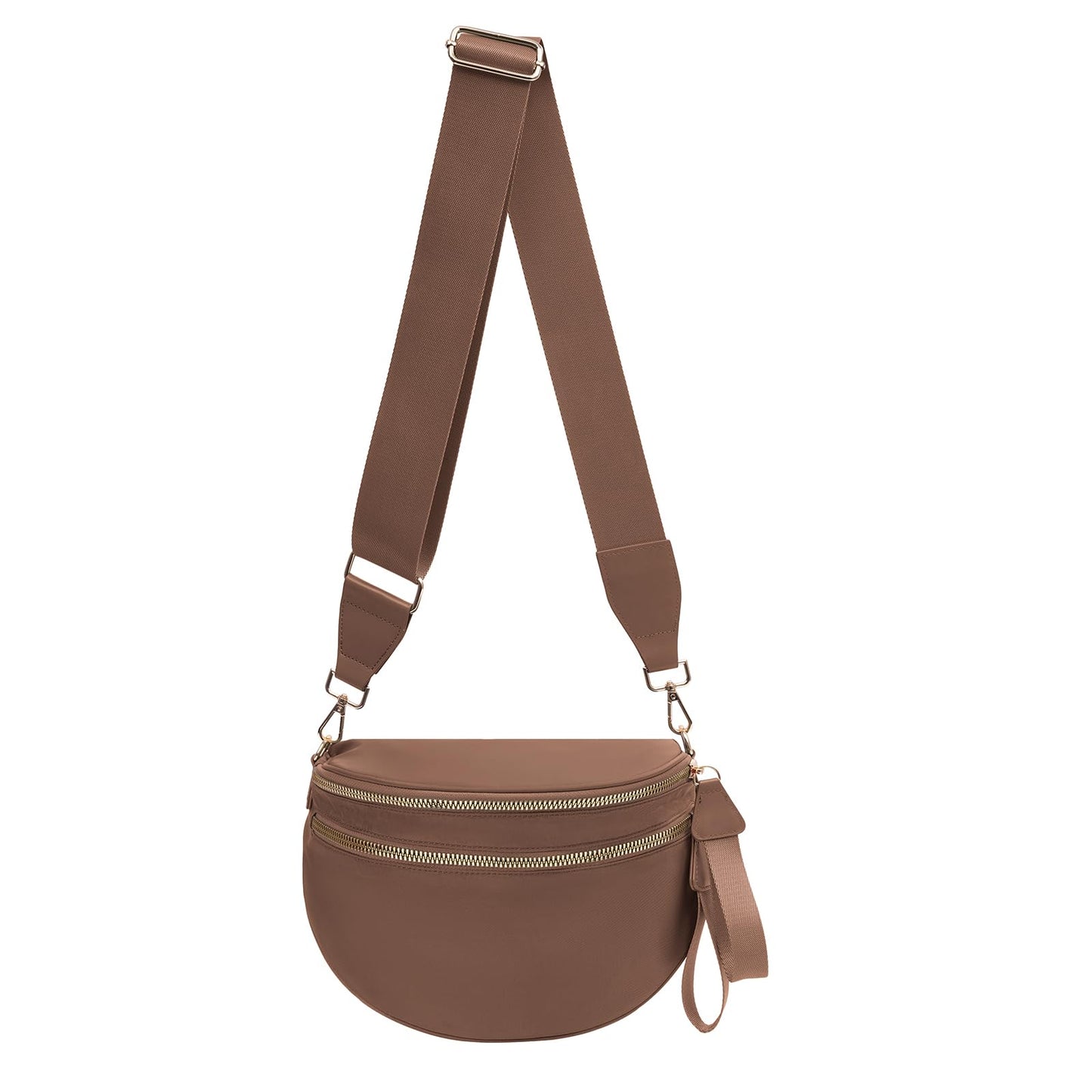 Nylon Crossbody Bags Bum Bag for Women Large Sling Bag Purse with Adjustable Strap（Black）