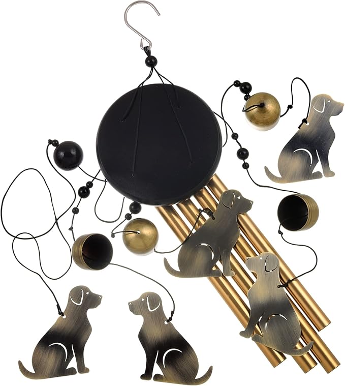 Bronze Dogs Wind Chimes Decor, Portable Mobile Wind Catcher, Sympathy Wind Bells, Memorial Gifts for Mom, Housewarming, Blessing Windchime(Outside/Indoor/Home/Room/Porch/Tree/Yard/Garden Decorate)