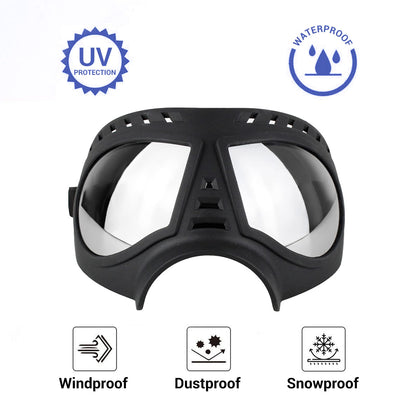 Namsan Dog Goggles Medium-Large Dog Anti-UV Sunglasses Windproof Snowproof Soft Frame Glasses for Long Snout Dogs Eyes Protection, Black