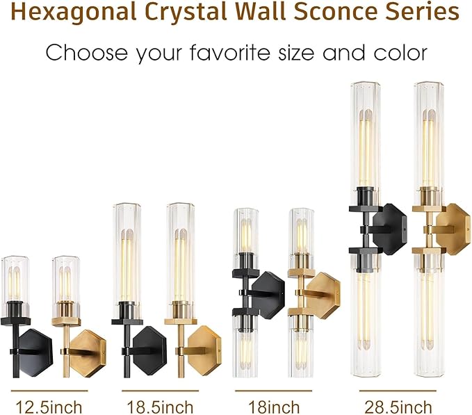 Black Crystal Wall Sconces Light for Bathroom Modern Bathroom Vanity Lights Fixture,28.5in Indoor Wall Sconce,Linear Crystal Sconces Wall Lighting for Bedroom,Hallway,Staircase,Living Room,Dining Room
