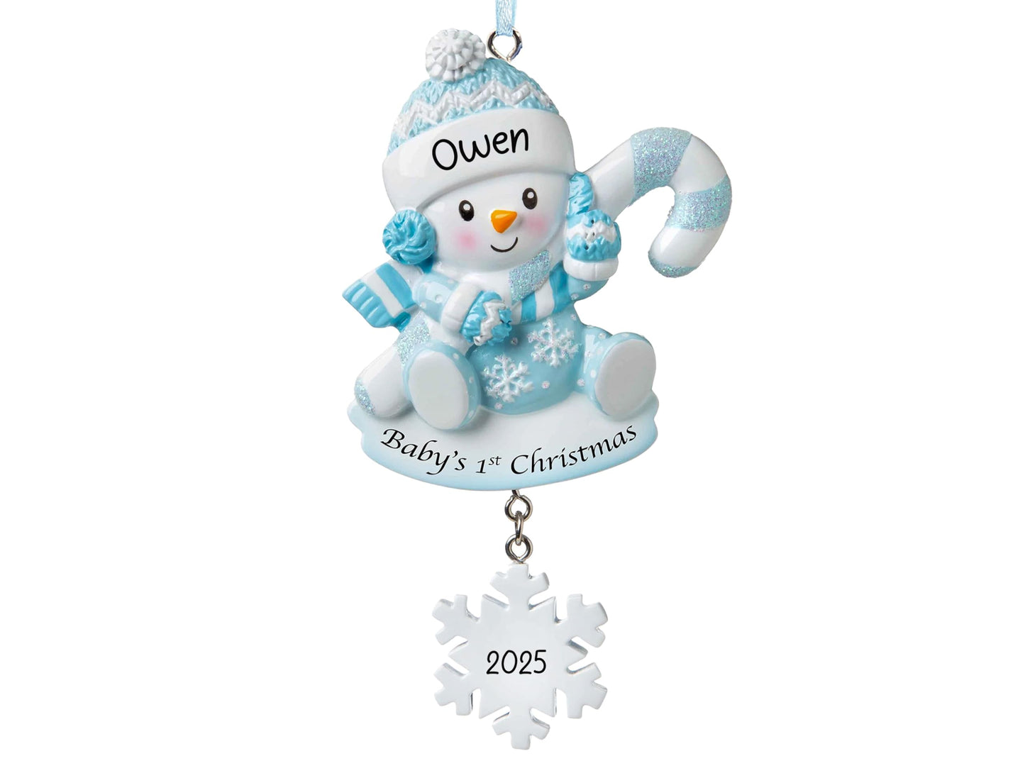 UniqXmas Personalized Baby's First Christmas Ornament 2025 | Snowbaby Baby Boy Xmas Tree Decoration Blue – My 1st Xmas Keepsake for New Baby Grandbaby Newborn Son | Custom Name & Year
